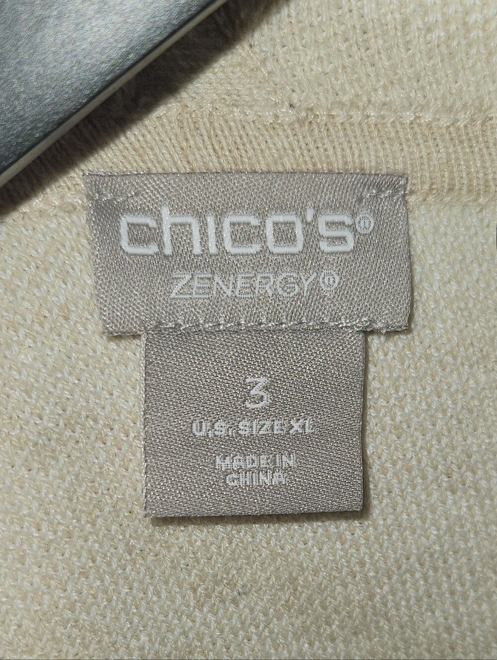 Chico's Zenergy Women's Size 3 (XL) Cream Zebra-Stripe Knit Hoodie Sweater NWOT - Picture 3 of 10